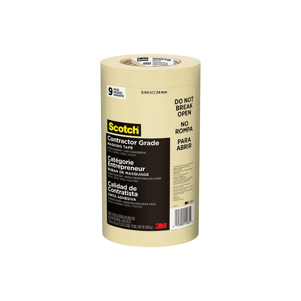 3M Scotch Masking Tape 0.94″ x 60yd Contractor Grade 9pk - Flockneti