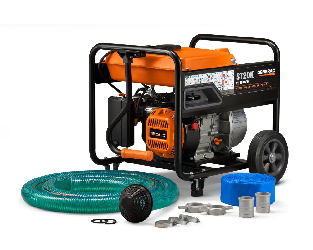 Generac 2″ Semi-Trash Water Pump with Hose and Wheel Kit - Flockneti