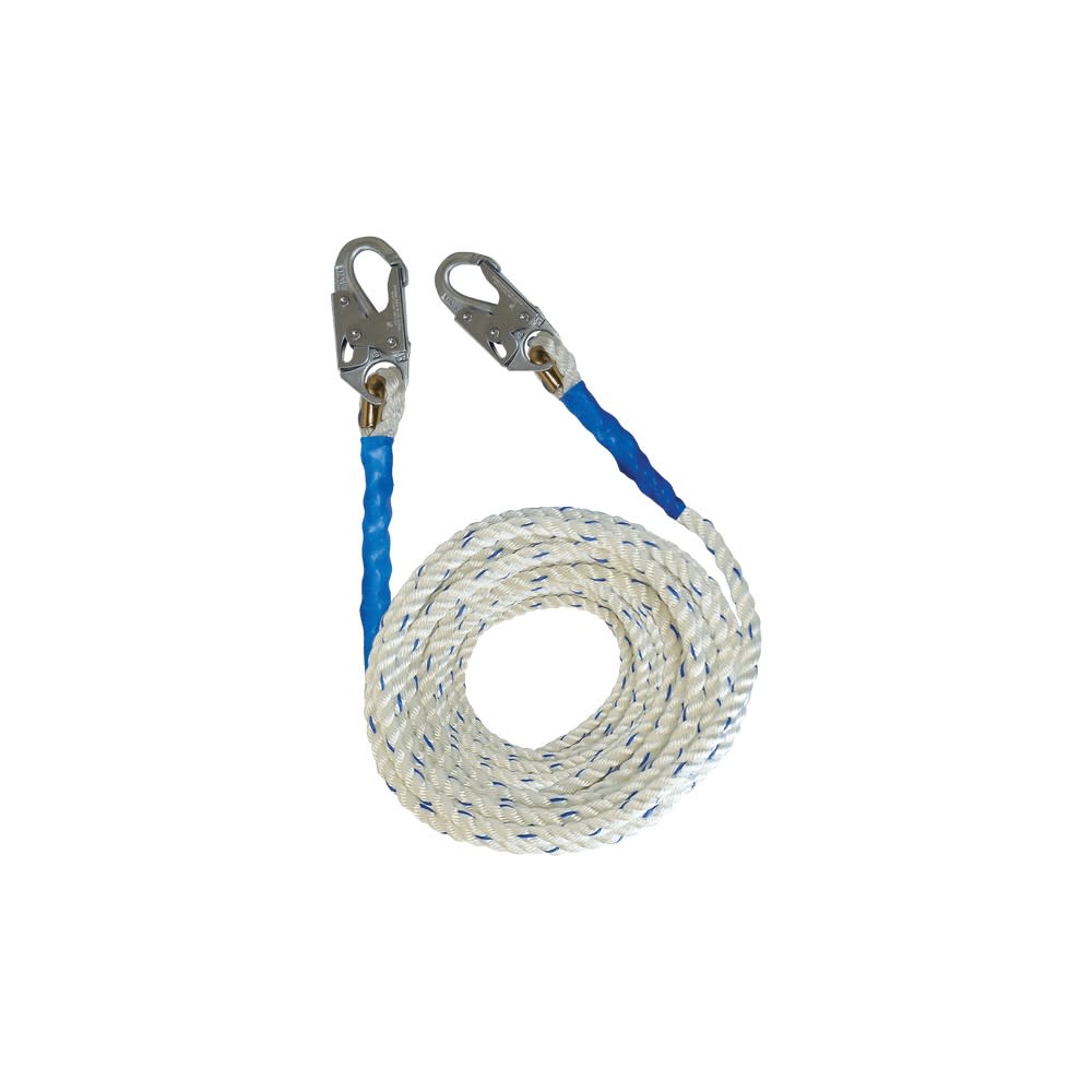 Falltech 50′ Premium Polyester Blend Vertical Lifeline with Hook - Flockneti