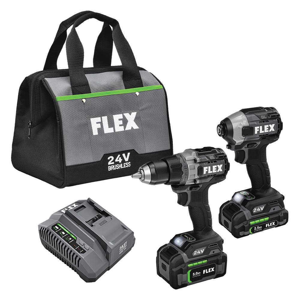 FLEX 24V Drill Driver With Turbo Mode and Quick Eject Impact Driver Kit - Flockneti