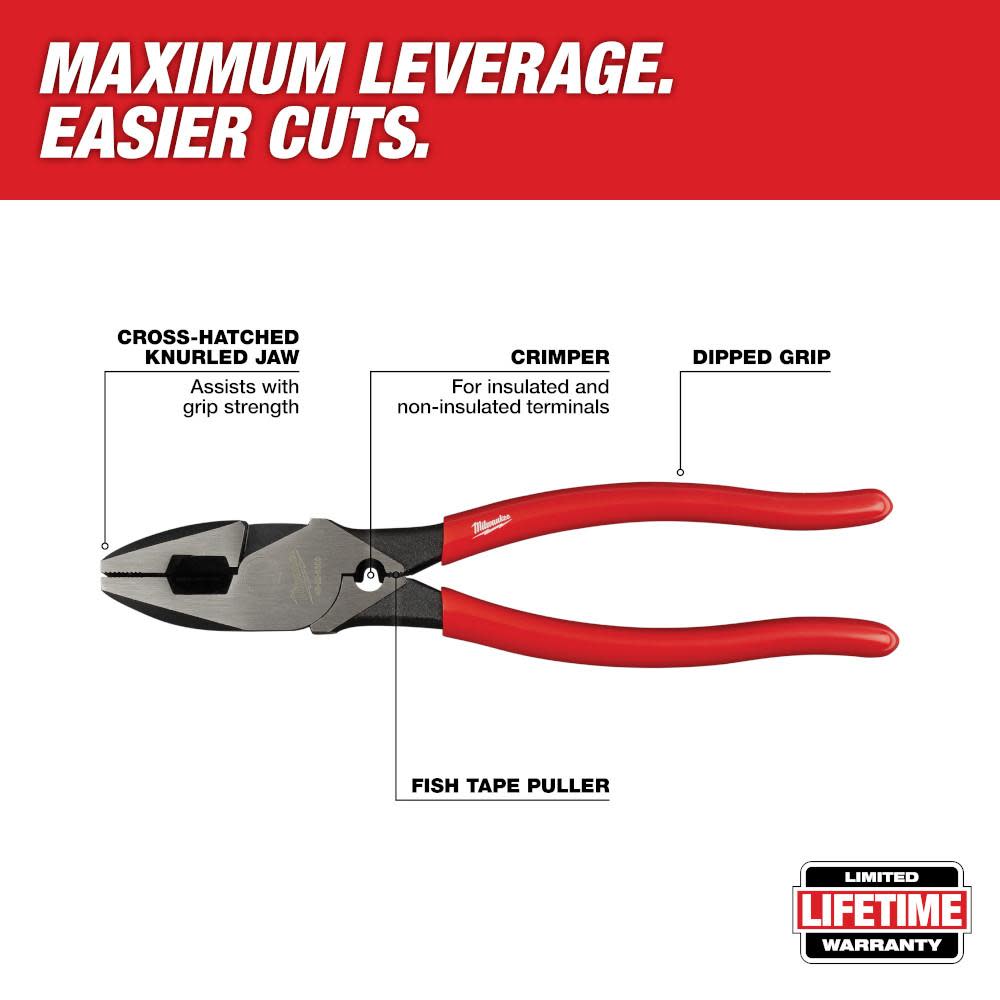 Milwaukee High Leverage Linesman’s with Crimper-Dipped - Flockneti