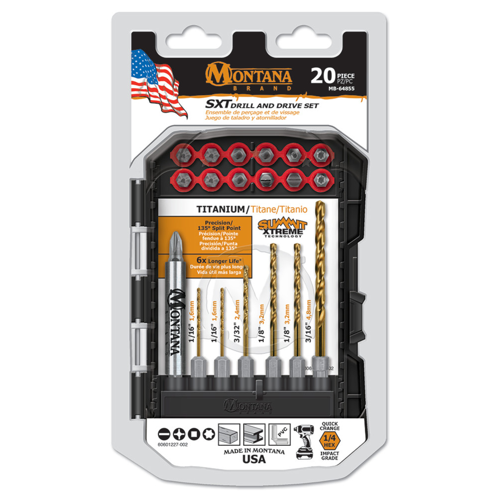 Montana Brand Tools Titanium Coated Drill & Drive Set 20pc - Flockneti