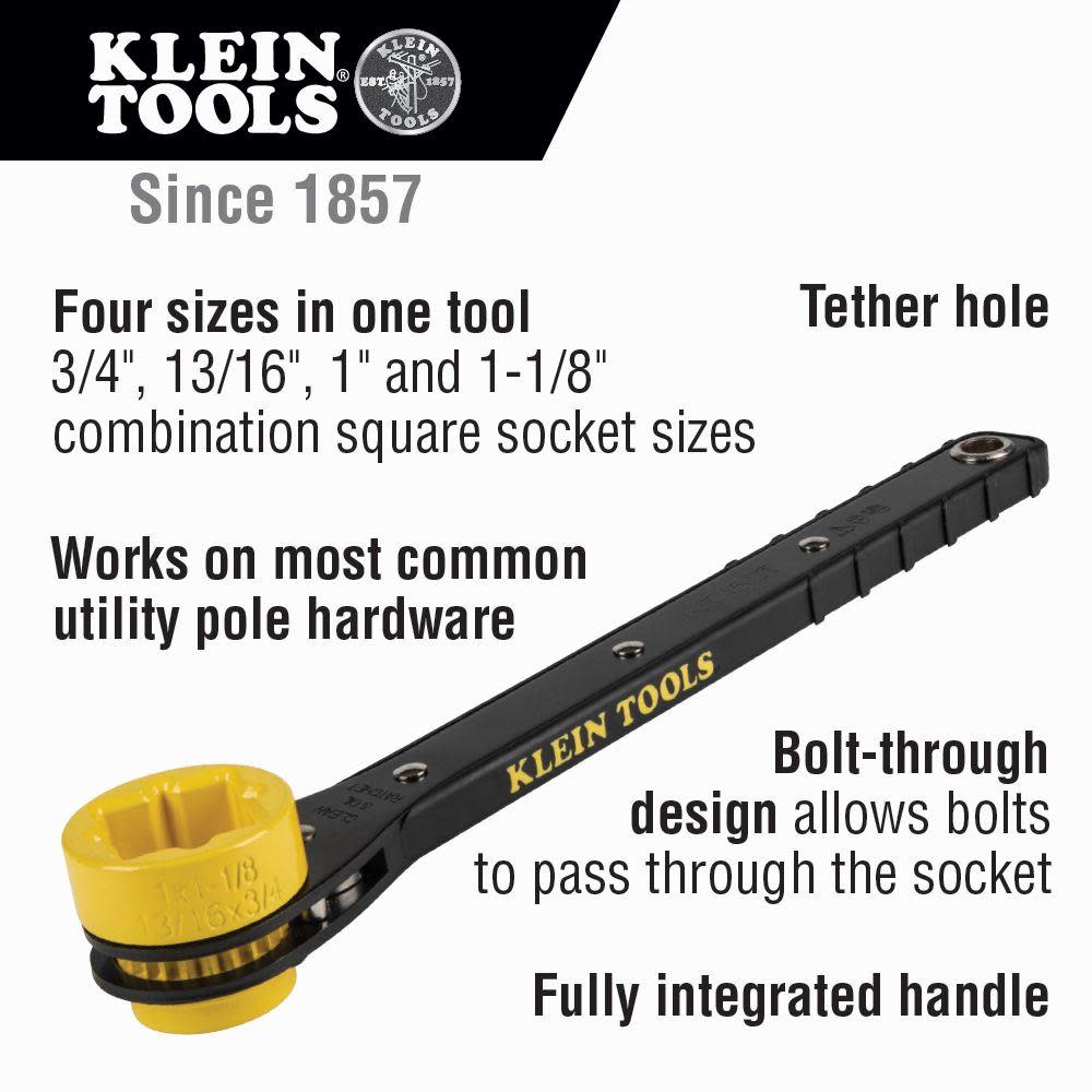 Klein Tools Lineman’s Slim Ratcheting Wrench - Flockneti