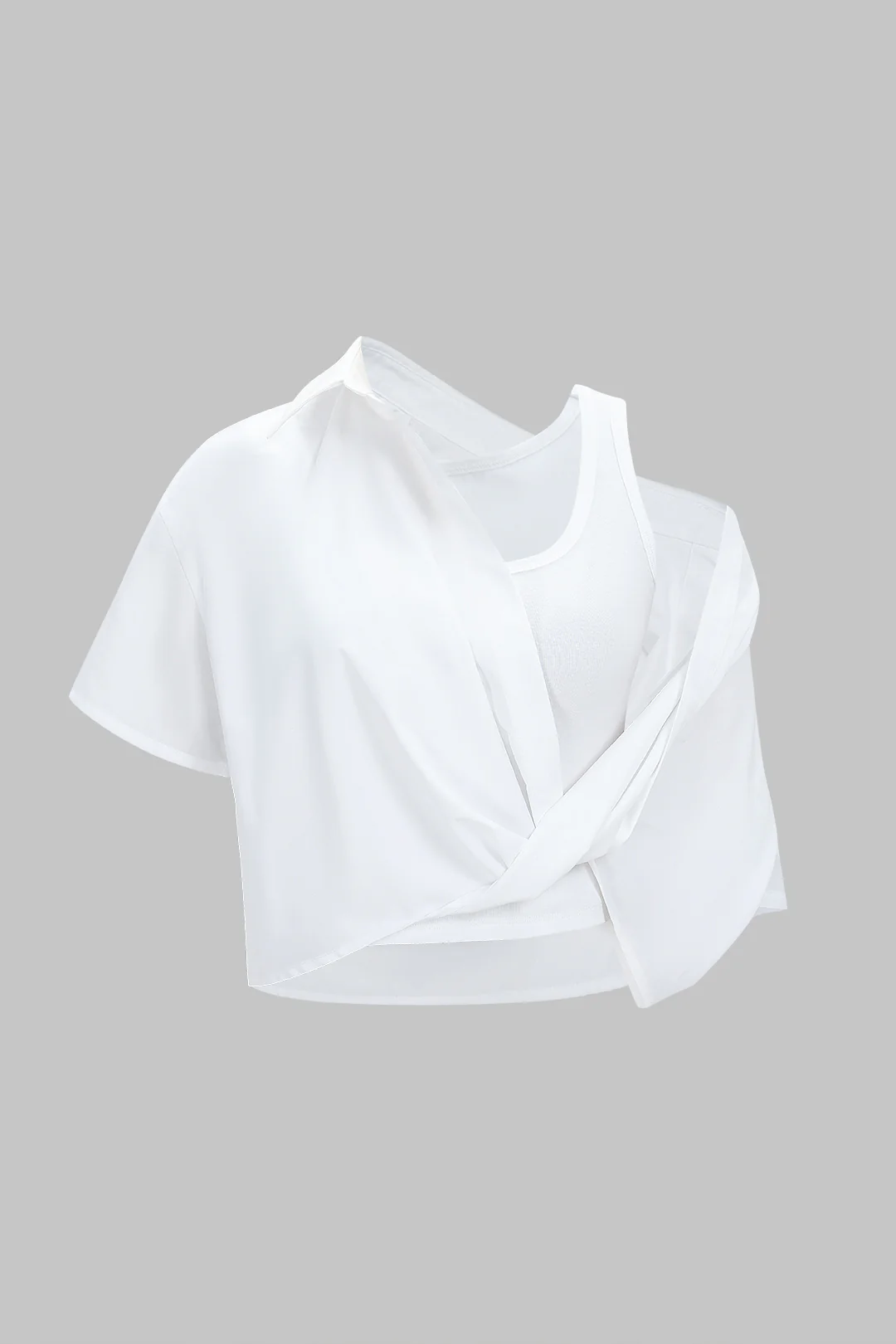 Asymmetrical Round Neck Short-Sleeve Shirt - Flockneti