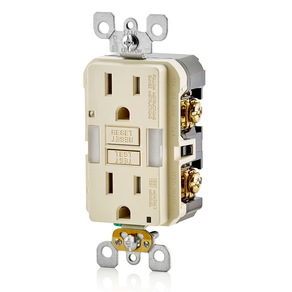 Leviton SmartlockPro NEMA GFCI Outlet 15A 125V Duplex Light Almond - Flockneti