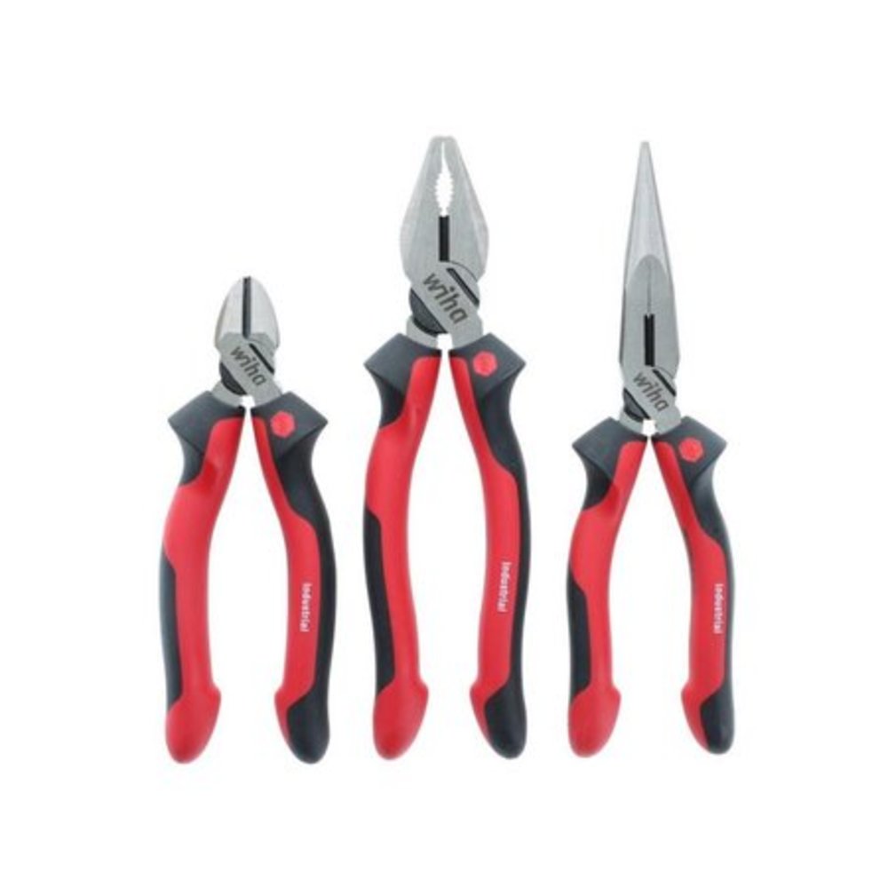 Wiha Soft Grip Industrial Pliers/Cutters Set – 3 Piece - Flockneti