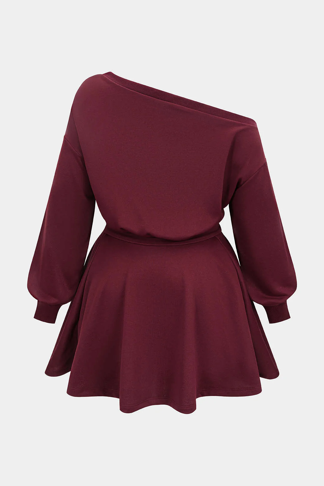 Plus Size One Shoulder Long Sleeve Mini Dress - Flockneti