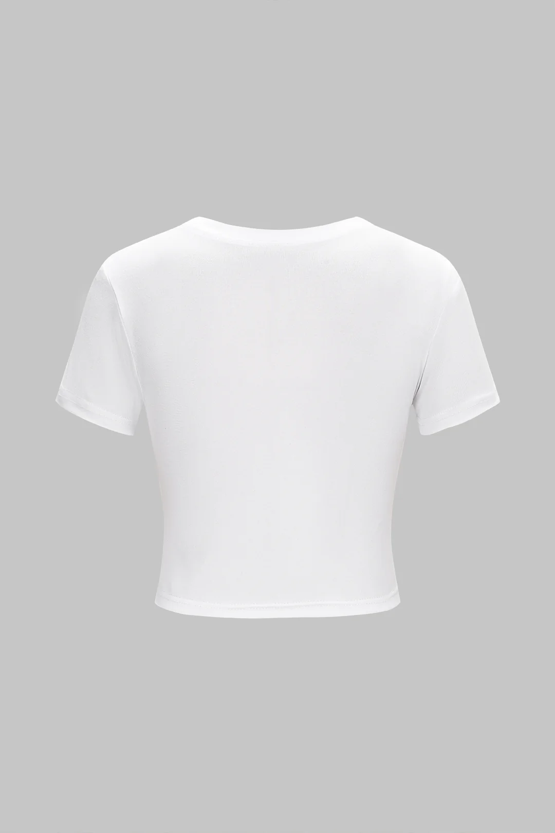 Letter Print Round Neck Short Sleeve T-Shirt - Flockneti
