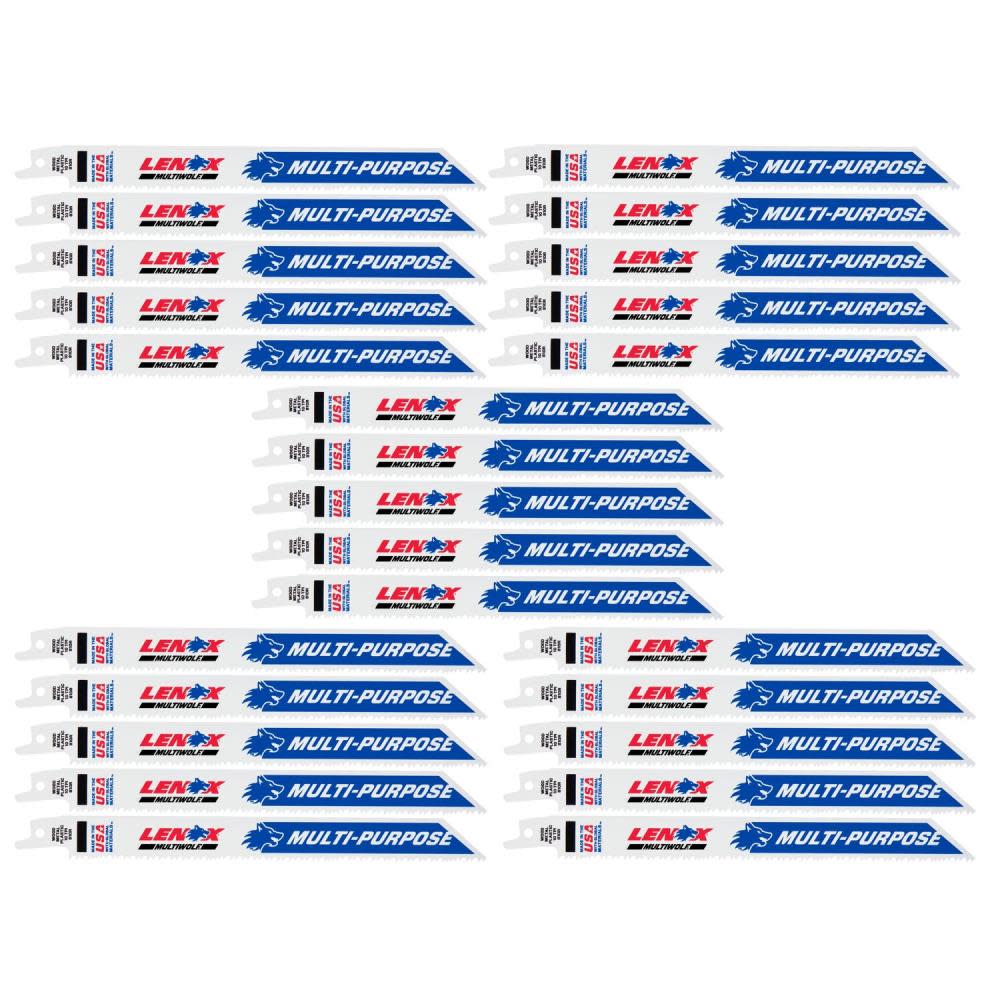 Lenox Reciprocating Saw Blade B810R 8″ X 3/4″ X .050″ X 10 TPI 25pk - Flockneti