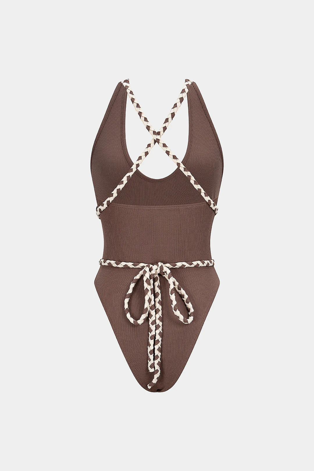 Contrast Crossed Braided Tie-Back Sleeveless Bodysuit - Flockneti