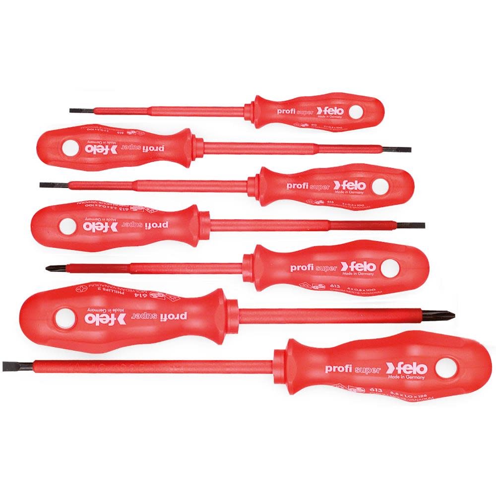 Felo 7 pc Phillips & Slotted Insulated Screwdriver Set - Flockneti