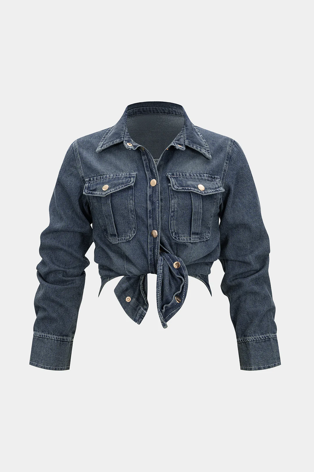 Denim Button Pocket Long Sleeve Shirt - Flockneti