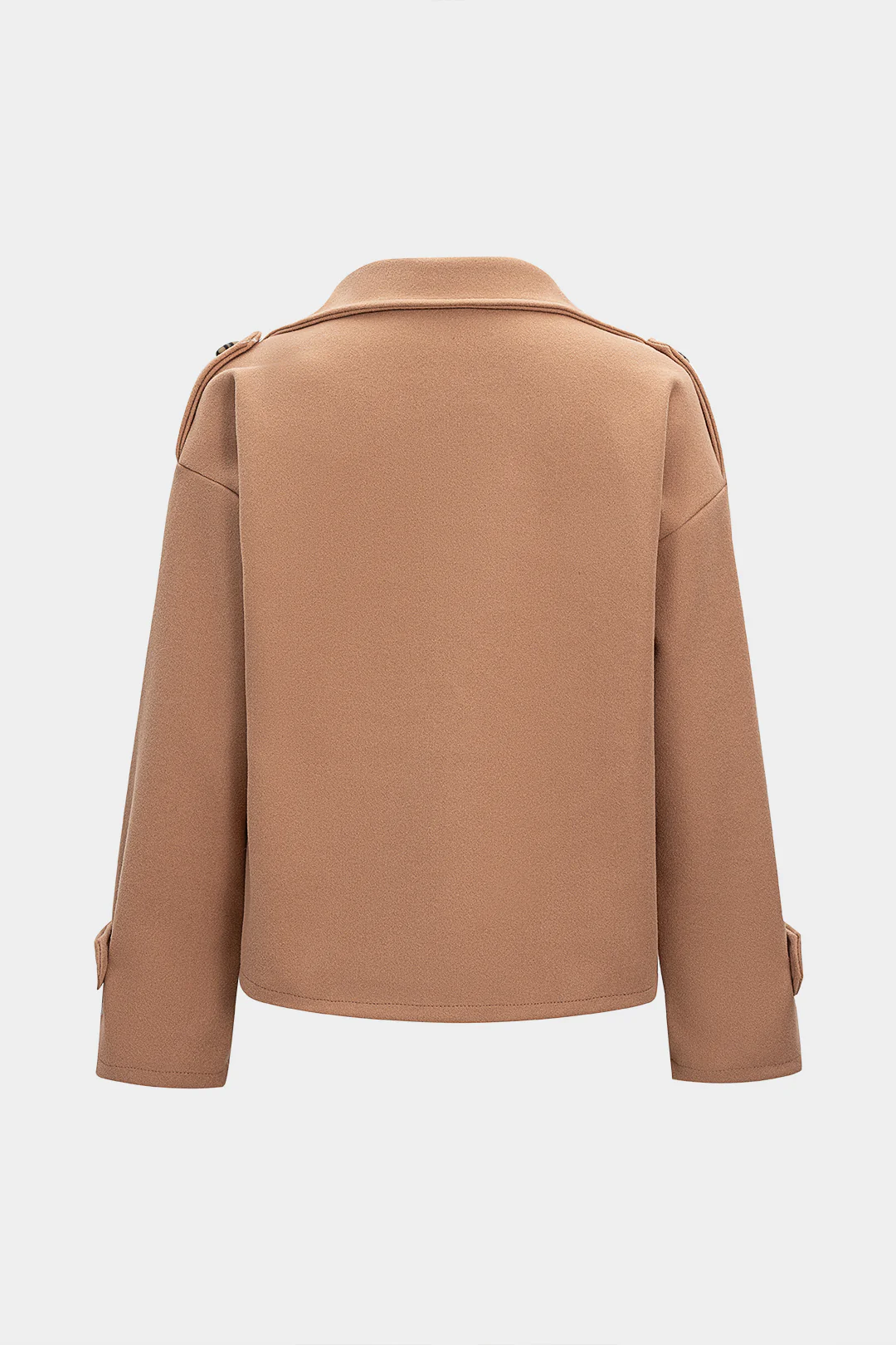 Lapel Short-Buttoned Long Sleeve Coat - Flockneti