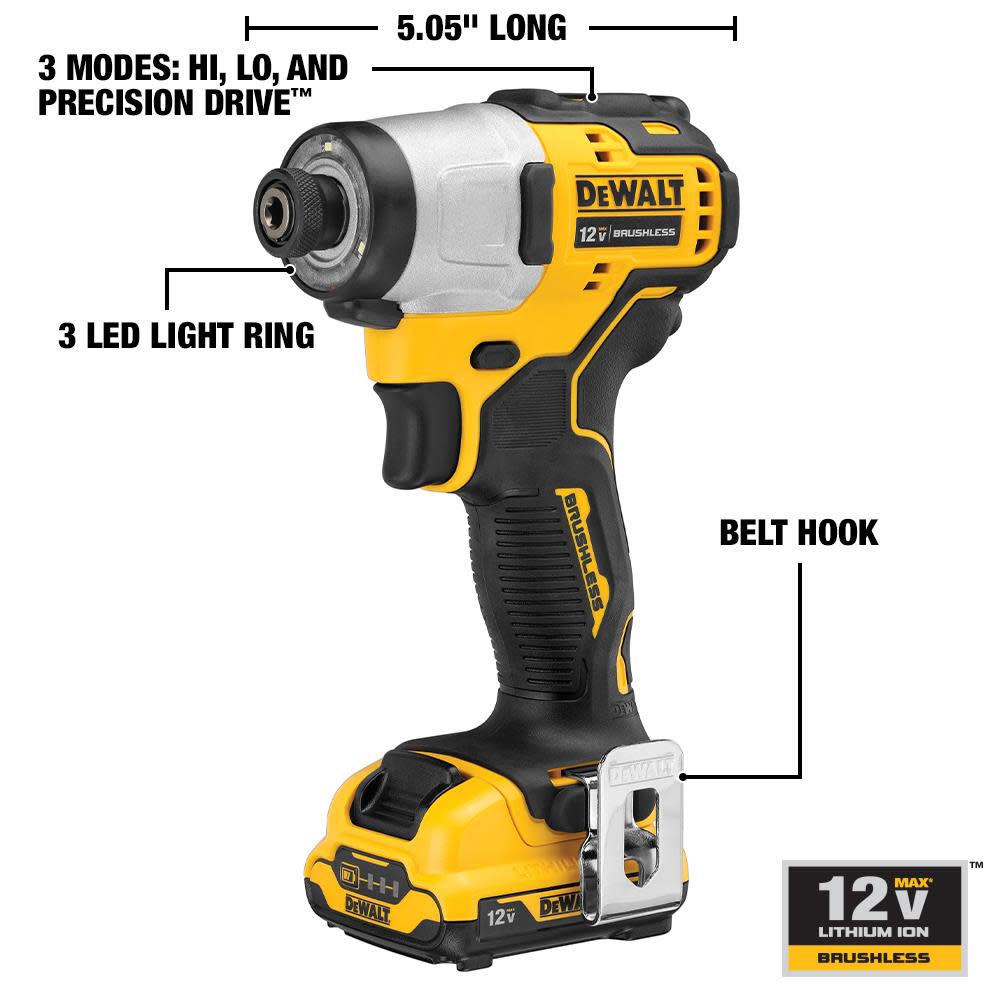 DEWALT 12V MAX XR Brushless Impact Drill Kit - Flockneti