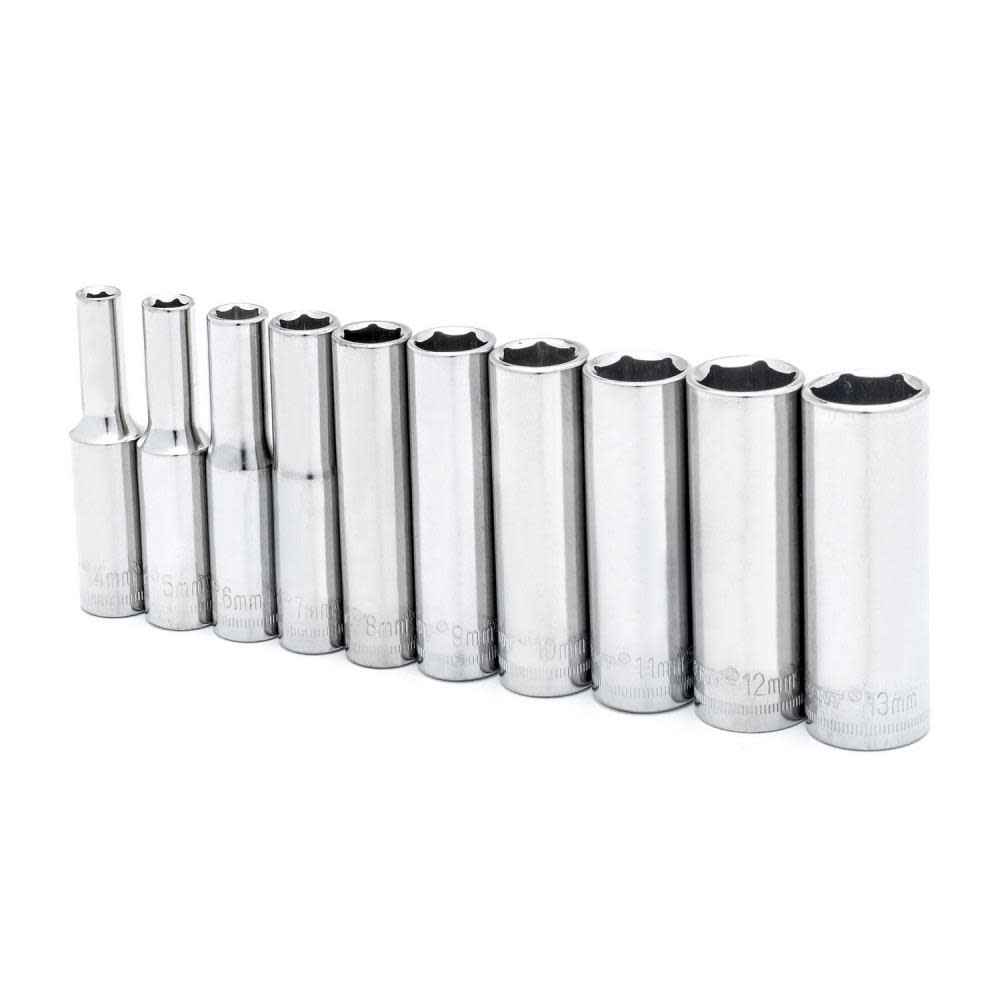 Crescent Socket Set 10 Pc. 1/4 In. Drive 6 Point Deep Metric - Flockneti