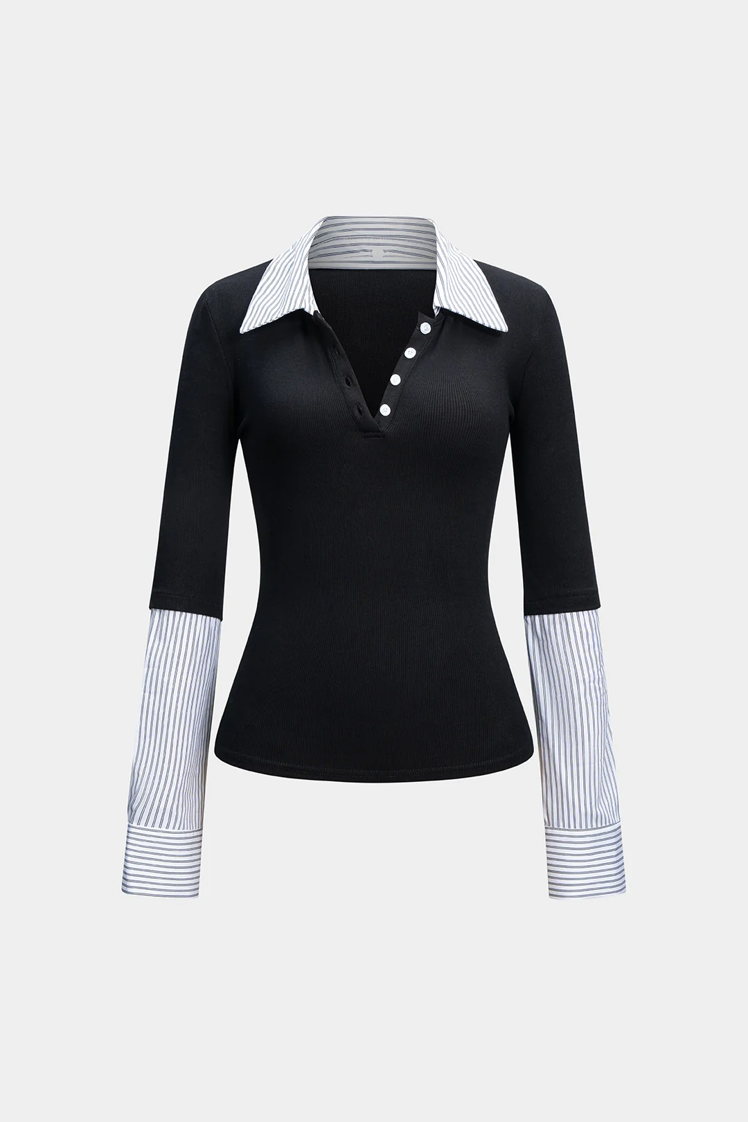 Stripes Print Long-Sleeve Shirt - Flockneti