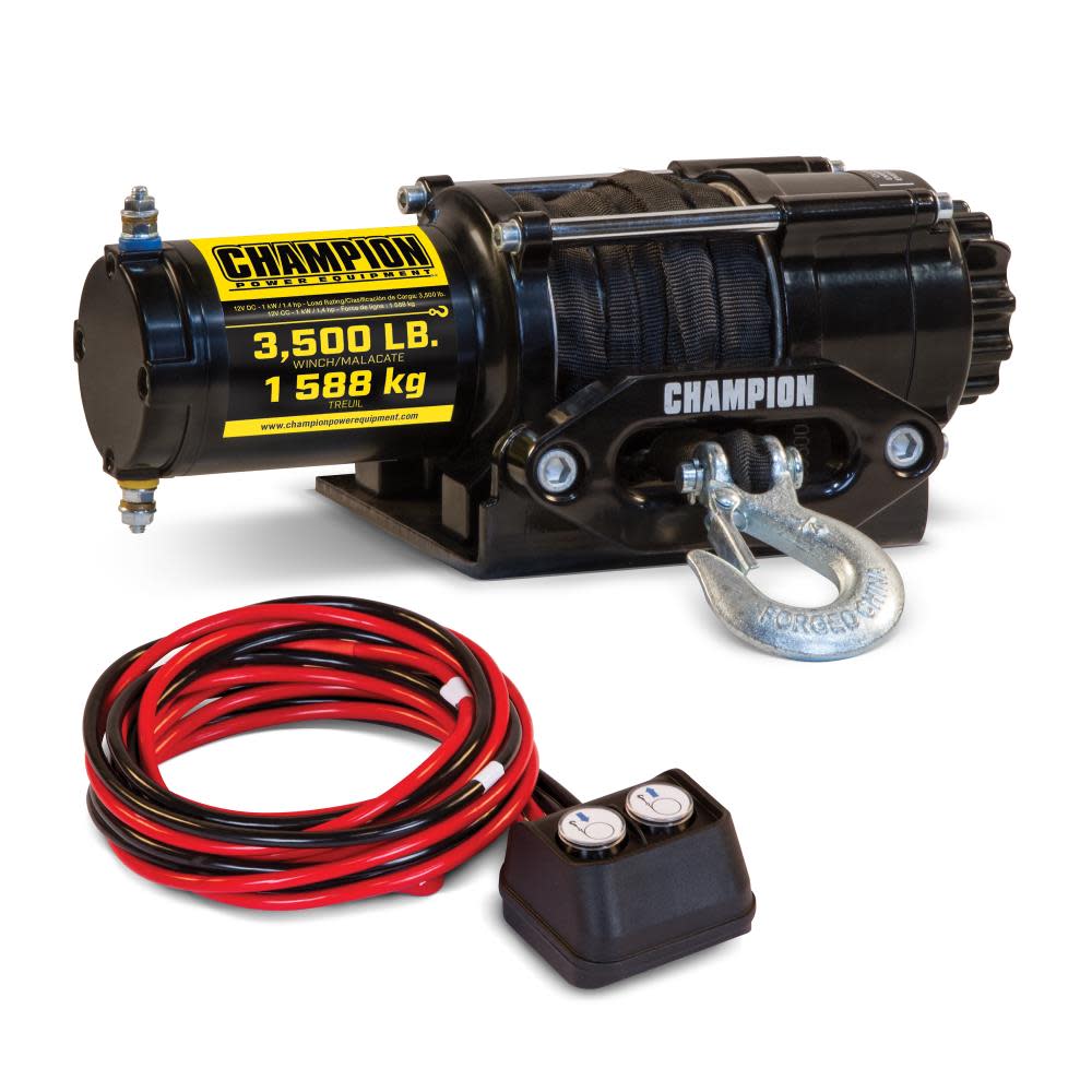 Champion Power Equipment 3500-lb. ATV/UTV Synthetic Rope Winch Kit - Flockneti
