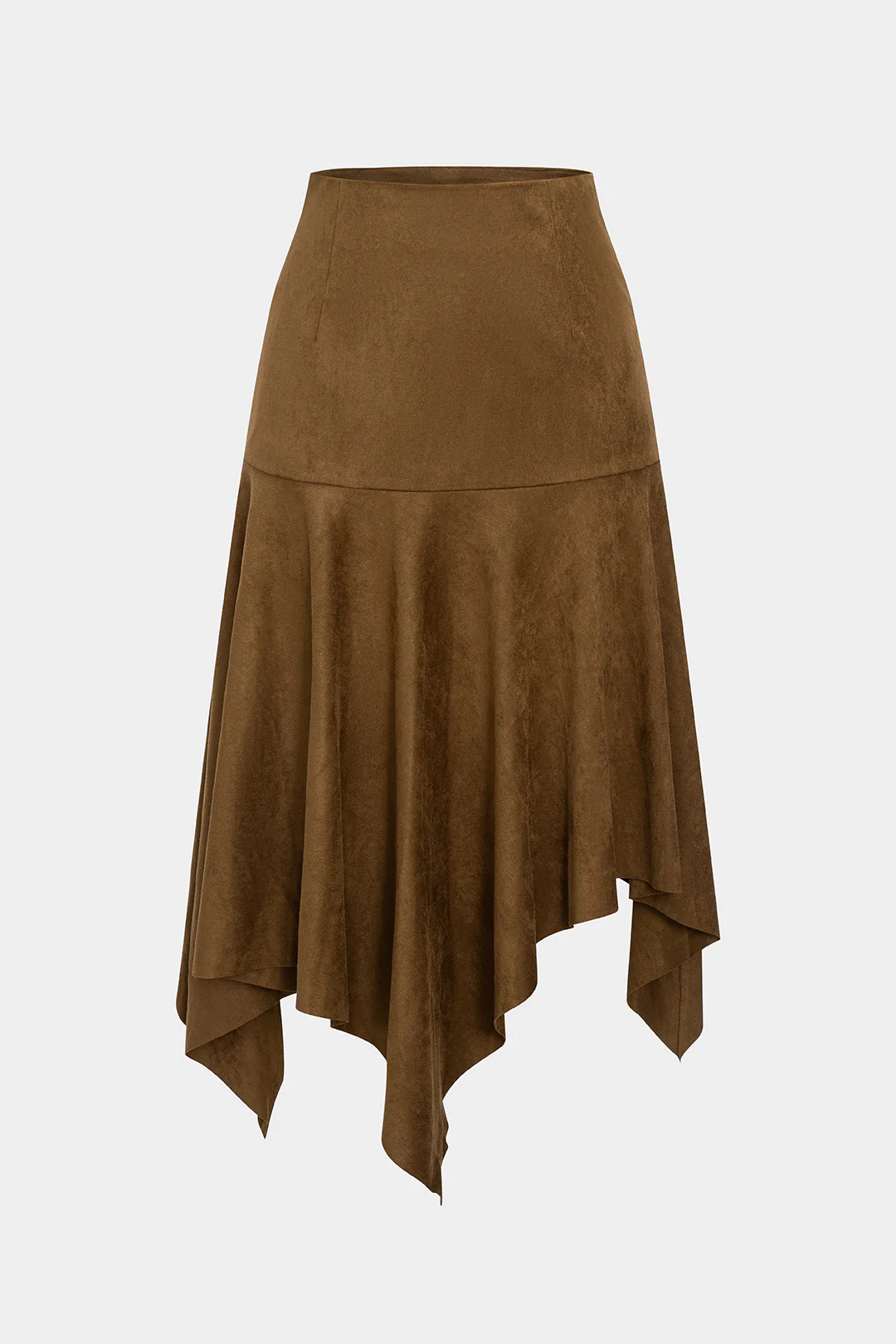Suede Irregular Hem High Waist Skirt - Flockneti