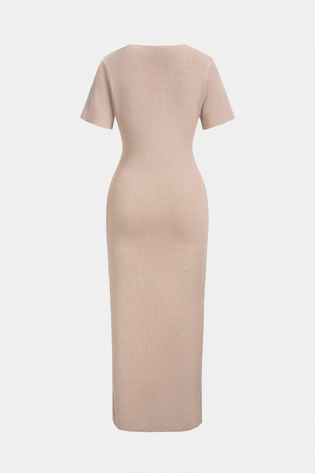 Knit V-Neck Metallic Button Short Sleeve Dress - Flockneti