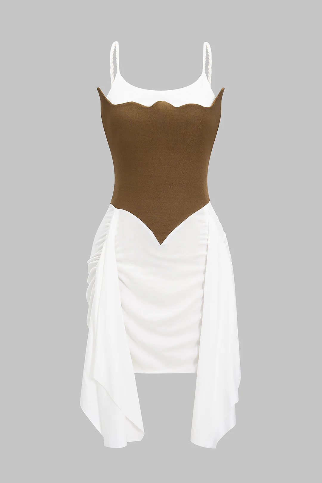 Patchwork Ruched Twist Knot Slip Mini Dress - Flockneti