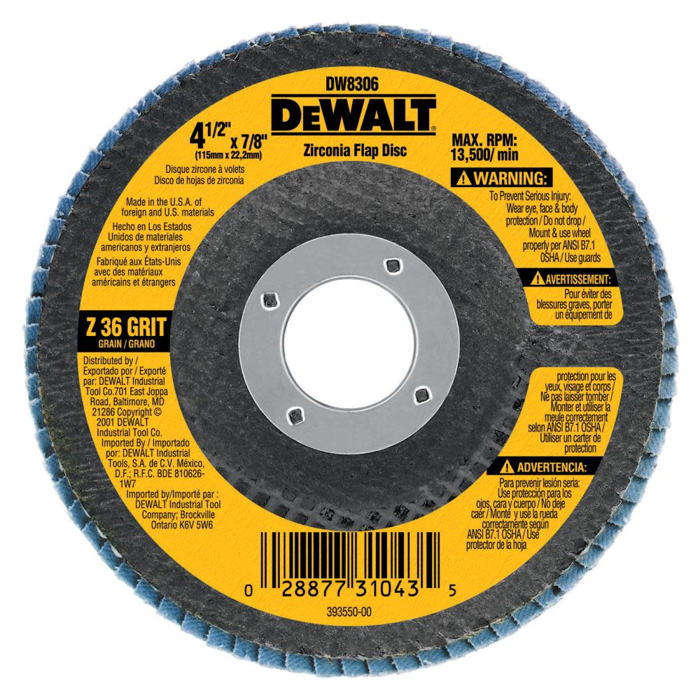 DEWALT 7X7/ 8 In. 36 g Zirconia. Flap Disc - Flockneti