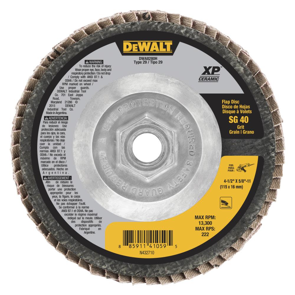 DEWALT 4 1/2″ X 5/8″ 11 SG40 T29 Ceramic Flap Disc - Flockneti