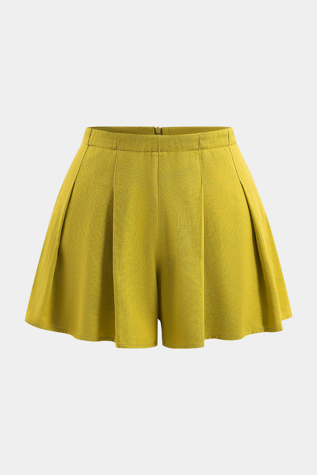 Plus Size Linen Ruched Zipper Detail Shorts - Flockneti