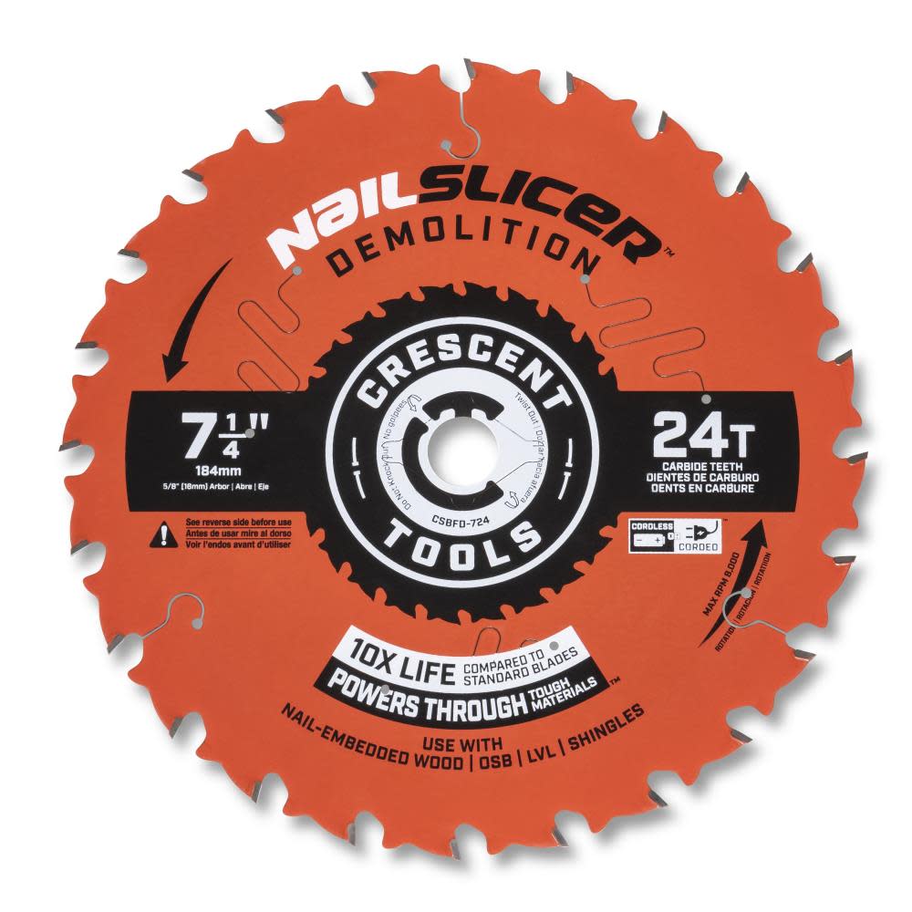 Crescent APEX Circular Saw Blade 7 1/4″ x 24 Tooth NailSlicer Demolition - Flockneti