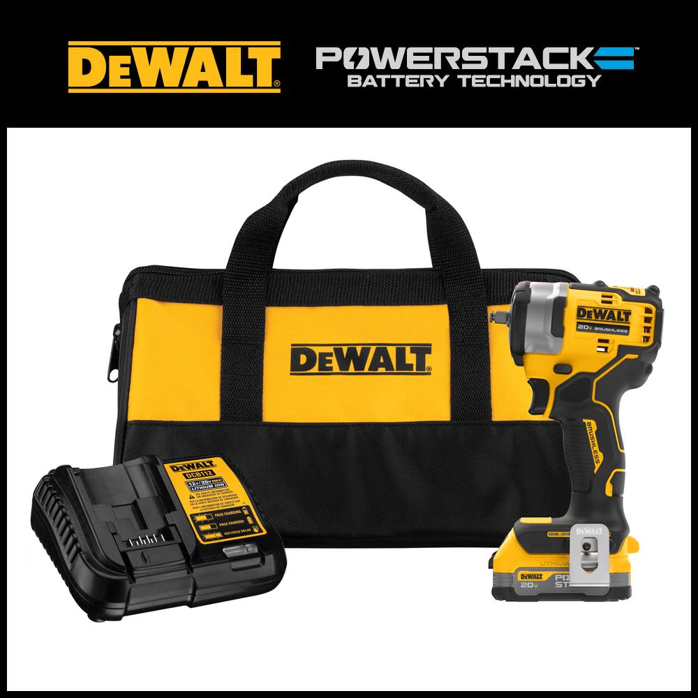 DEWALT 20V MAX 3/8″ Impact Wrench & POWERSTACK Compact Battery - Flockneti