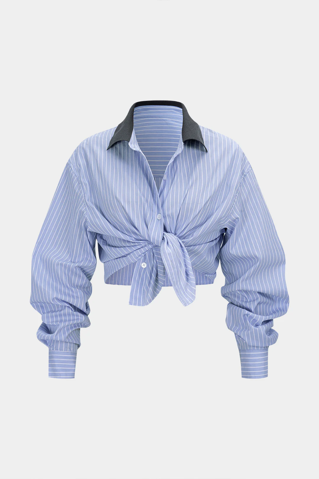 Striped Print Button Long-Sleeve Shirt - Flockneti
