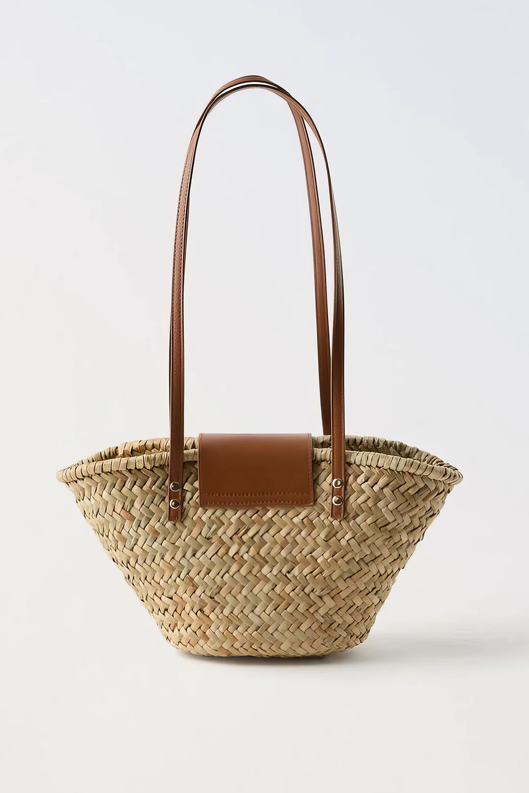 Faux Leather Rattan Patchwork Woven Shoulder Bag - Flockneti