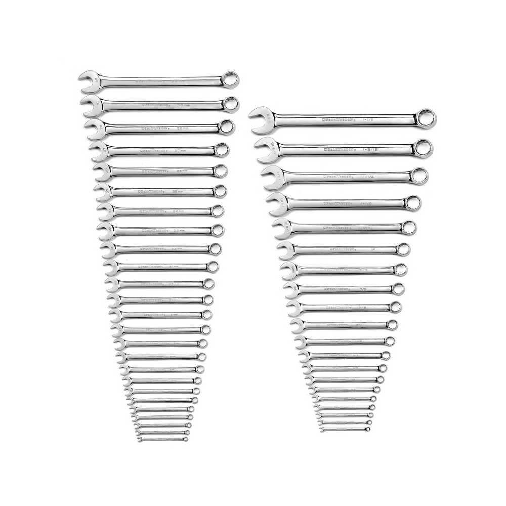GEARWRENCH 44 Pc. 12 Point Long Pattern Combination Wrench Set SAE/Metric - Flockneti