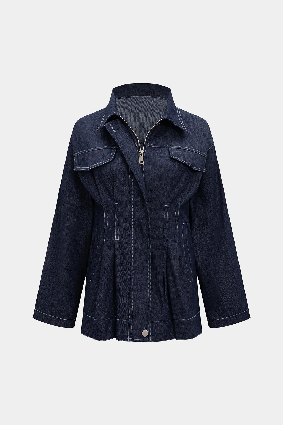 Denim Pleated Outerwear - Flockneti