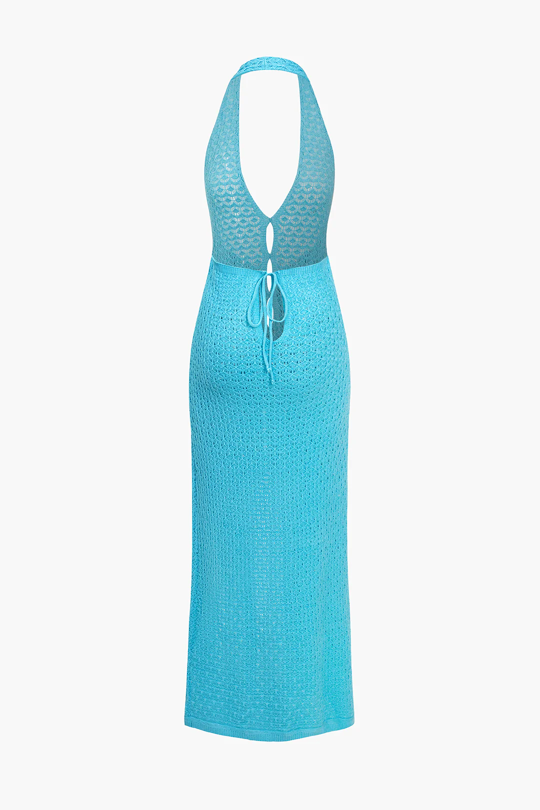 Knit Cut Out Halter Neck Slit Sleeveless Dress - Flockneti