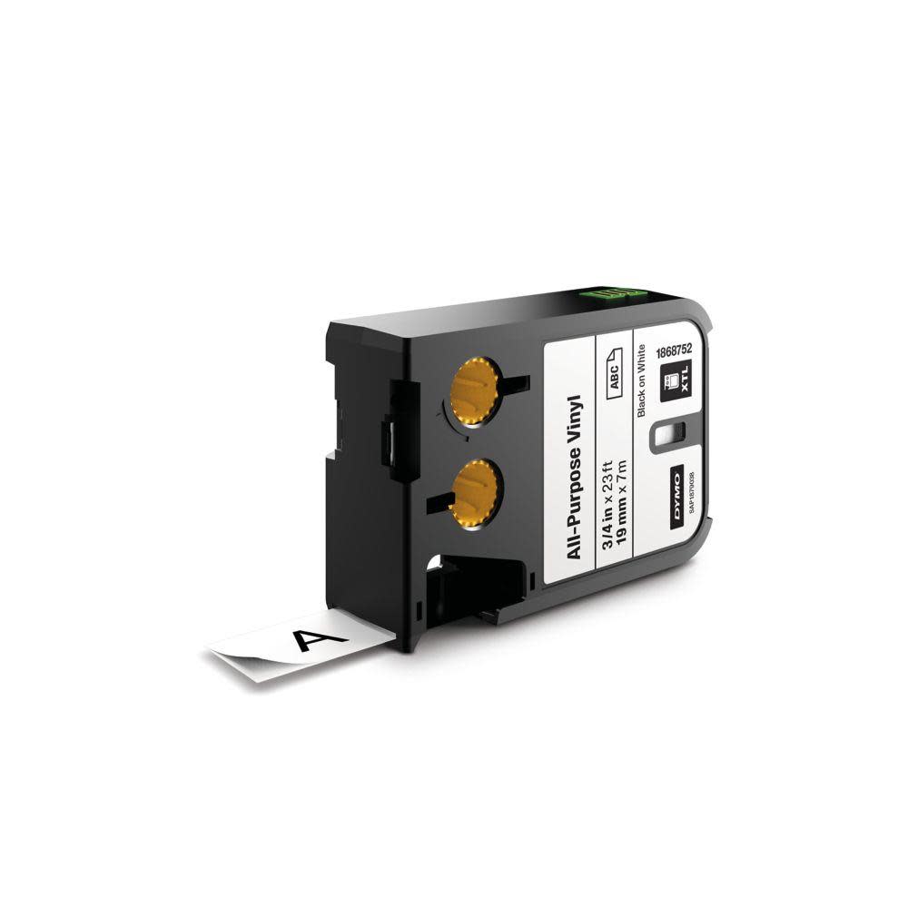 Dymo XTL 3/4 In. (19 mm) All-Purpose Vinyl Black On White - Flockneti