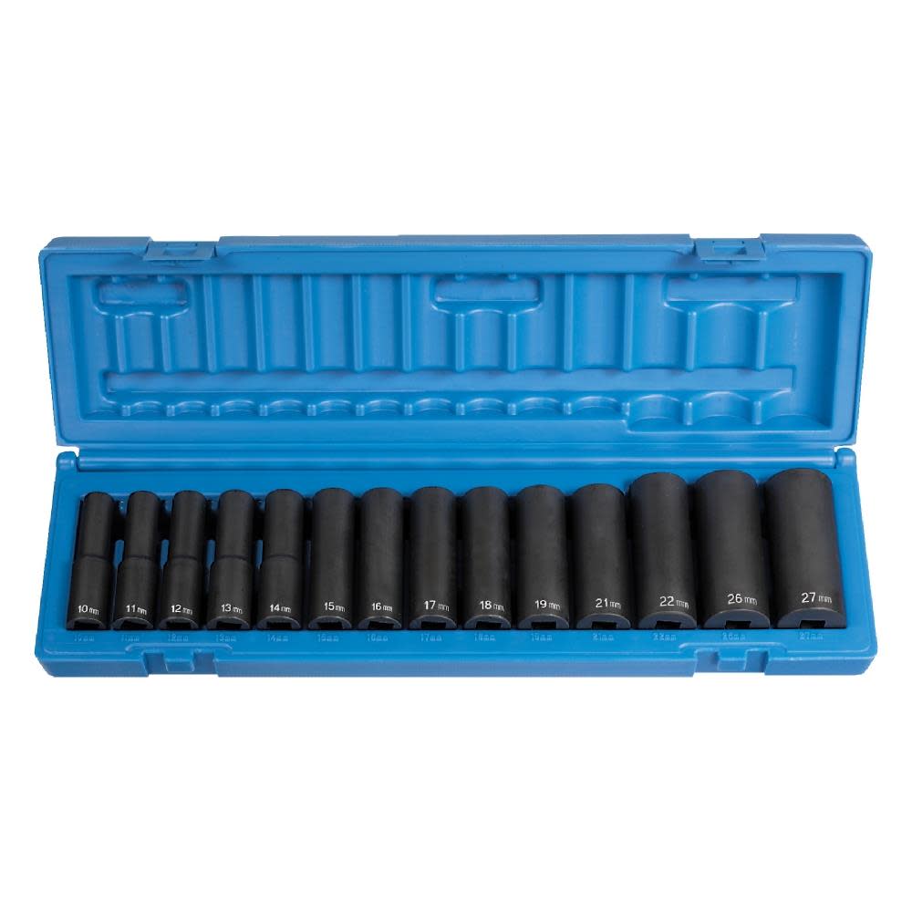 Grey Pneumatic 1/2 In. Drive 14 pc. Deep Length Metric Set - Flockneti