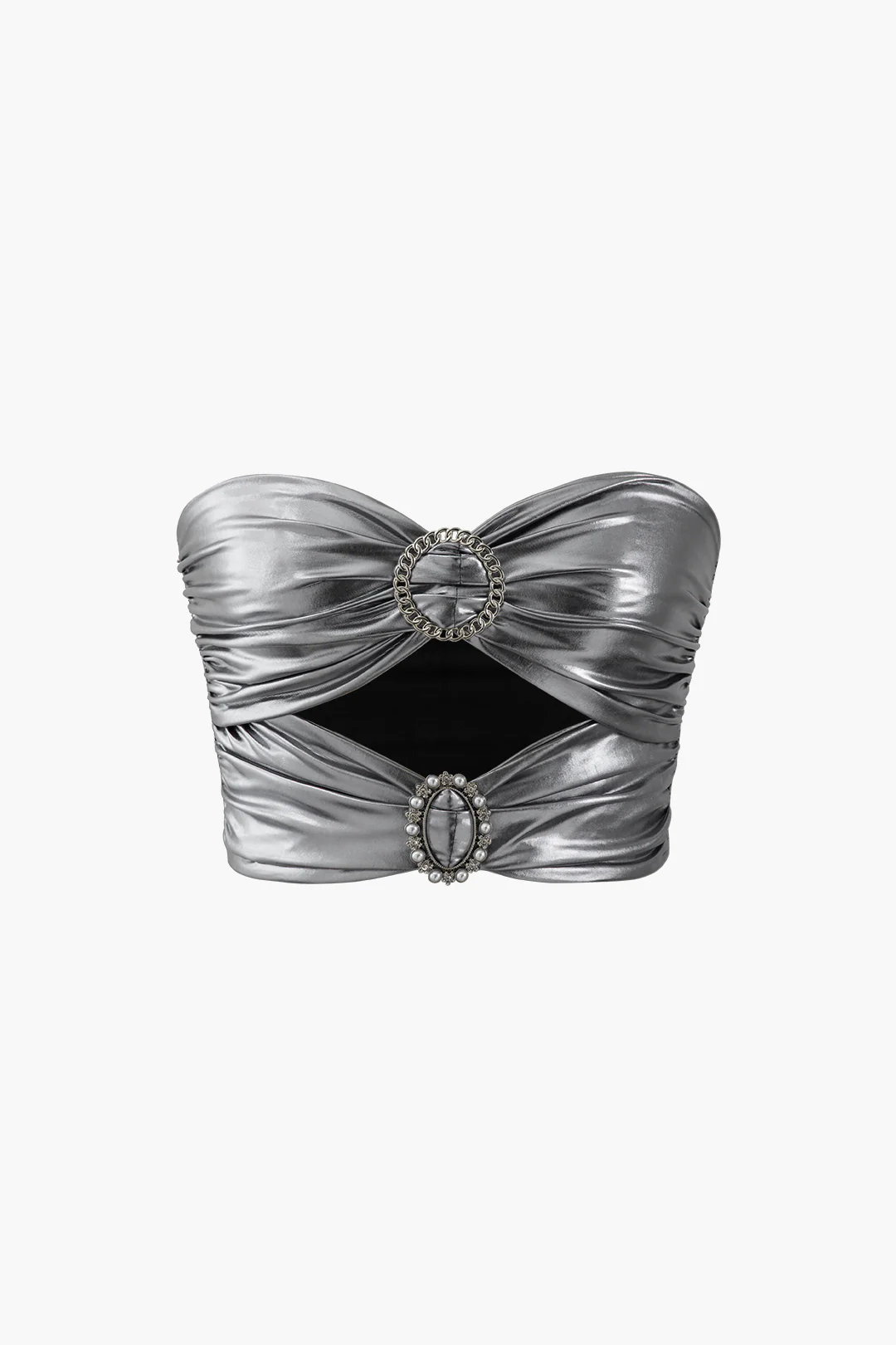 Ruched Cut Out Tube Top - Flockneti