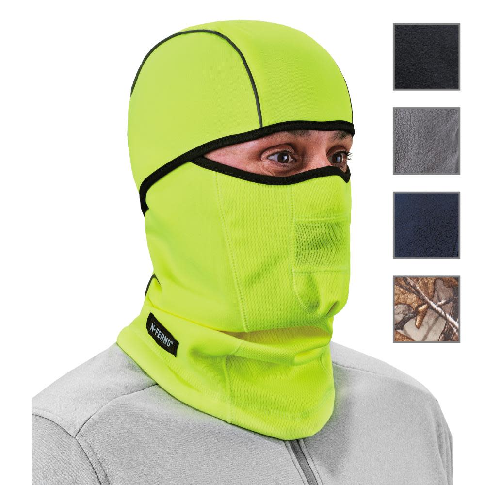 Ergodyne N Ferno 6823 Balaclava Face Mask Windproof Hinged Lime - Flockneti