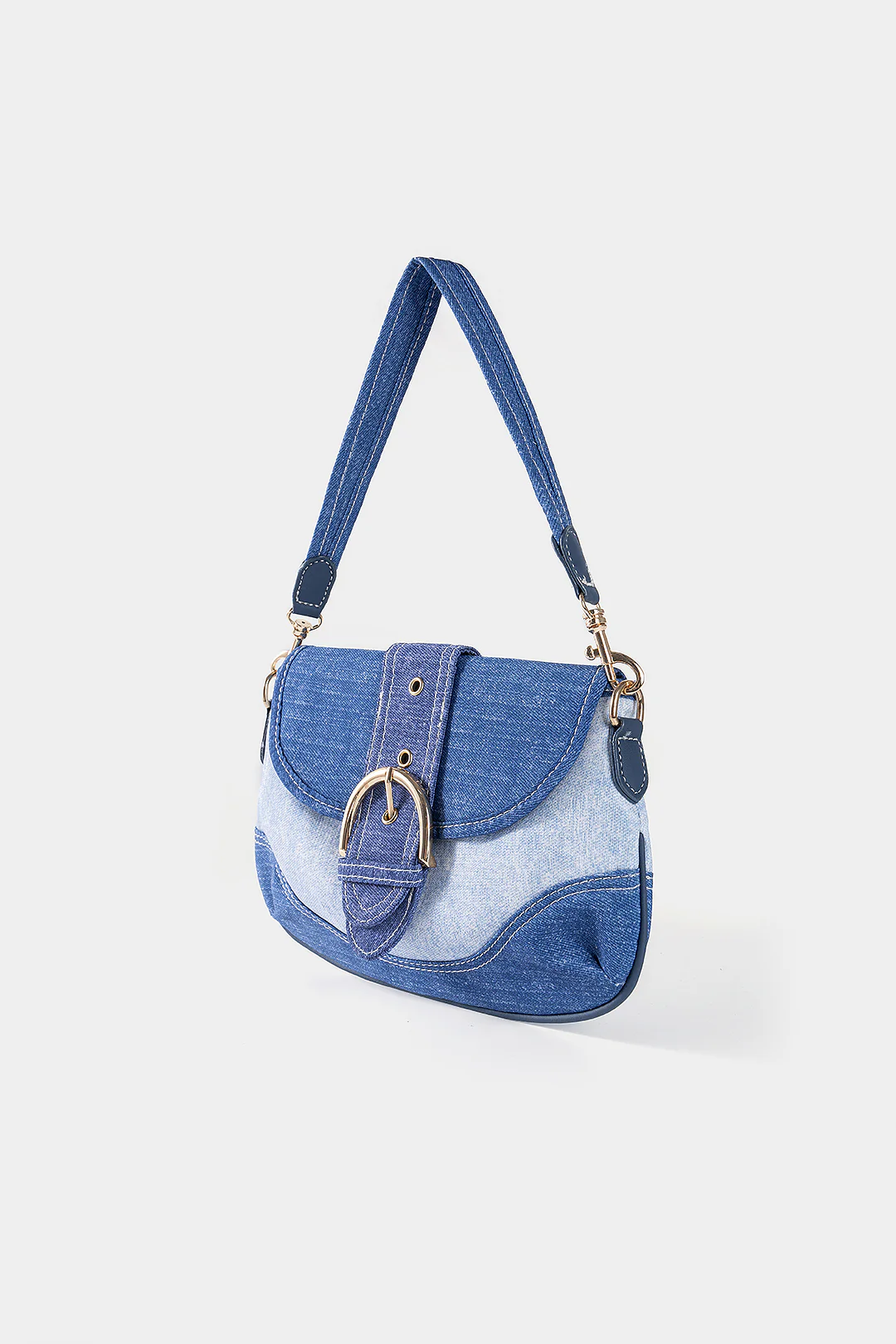 Denim Patchwork Shoulder Bag - Flockneti