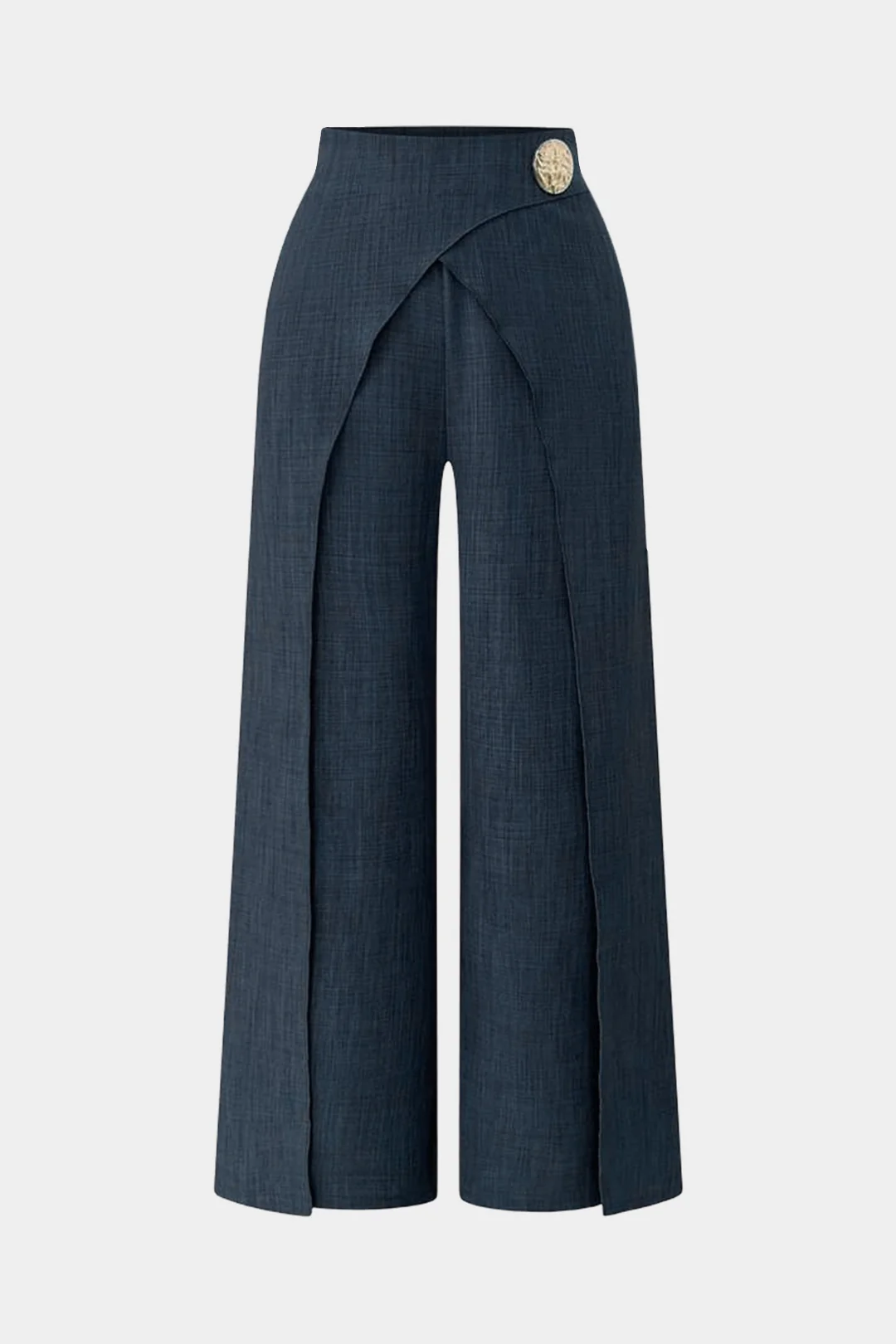 Metallic Decor Asymmetrical Wide-Leg Pants - Flockneti
