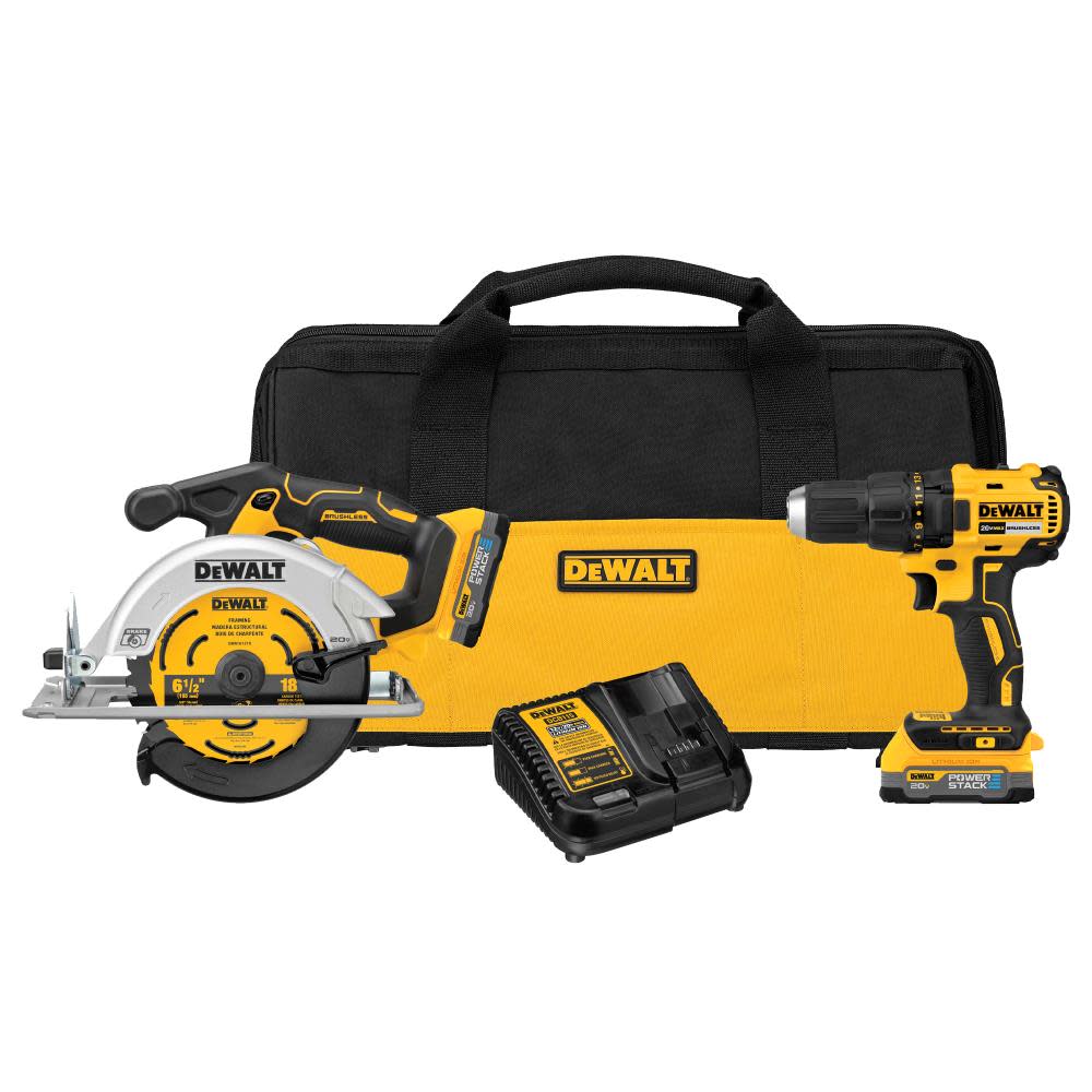 DEWALT 20V MAX Circular Saw & Drill Combo POWERSTACK Kit - Flockneti