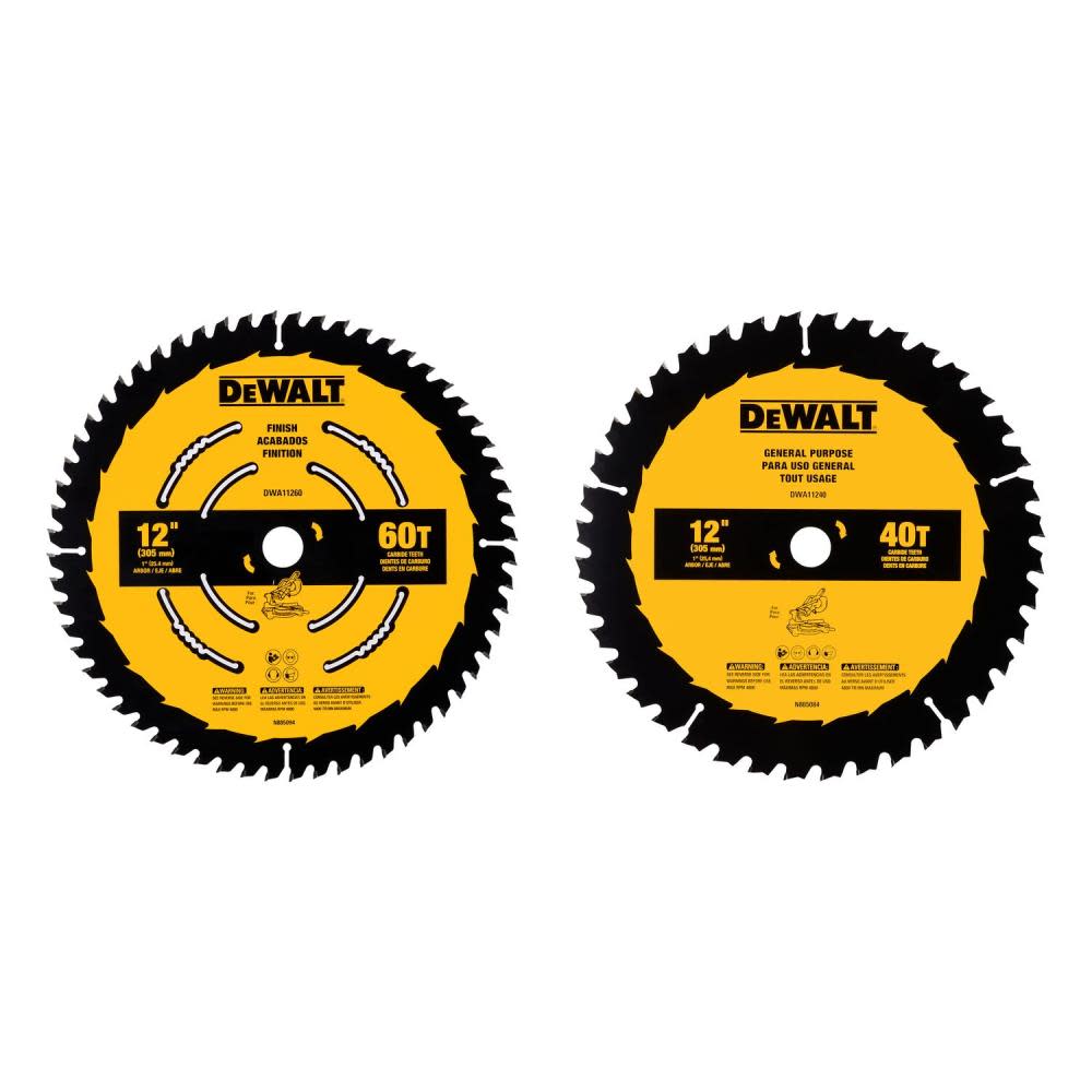 DEWALT 12″ 40T & 60T Circular Saw Blades 2pk - Flockneti