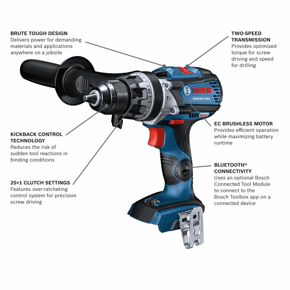 Bosch 18V EC Brute Tough 1/2″ Hammer Drill/Driver Bare Tool - Flockneti
