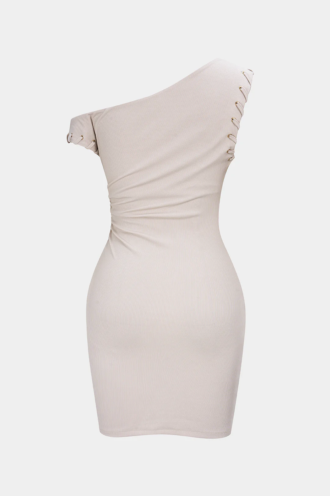 One Shoulder Asymmetrical Ruched Sleeveless Mini Dress - Flockneti