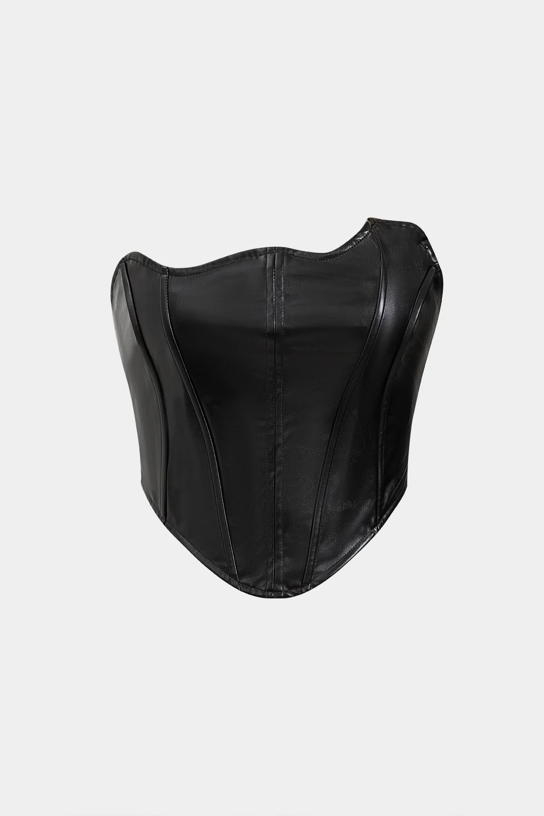 Faux Leather Asymmetrical Zipper Tube Top - Flockneti