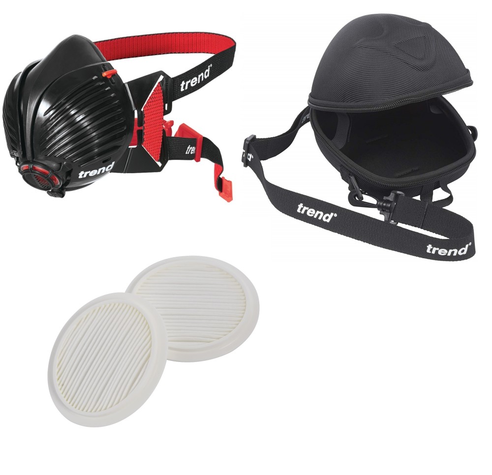 Trend Air Stealth Mask Medium/Large Mask with Storage Case and P100 filters 2pk Bundle - Flockneti