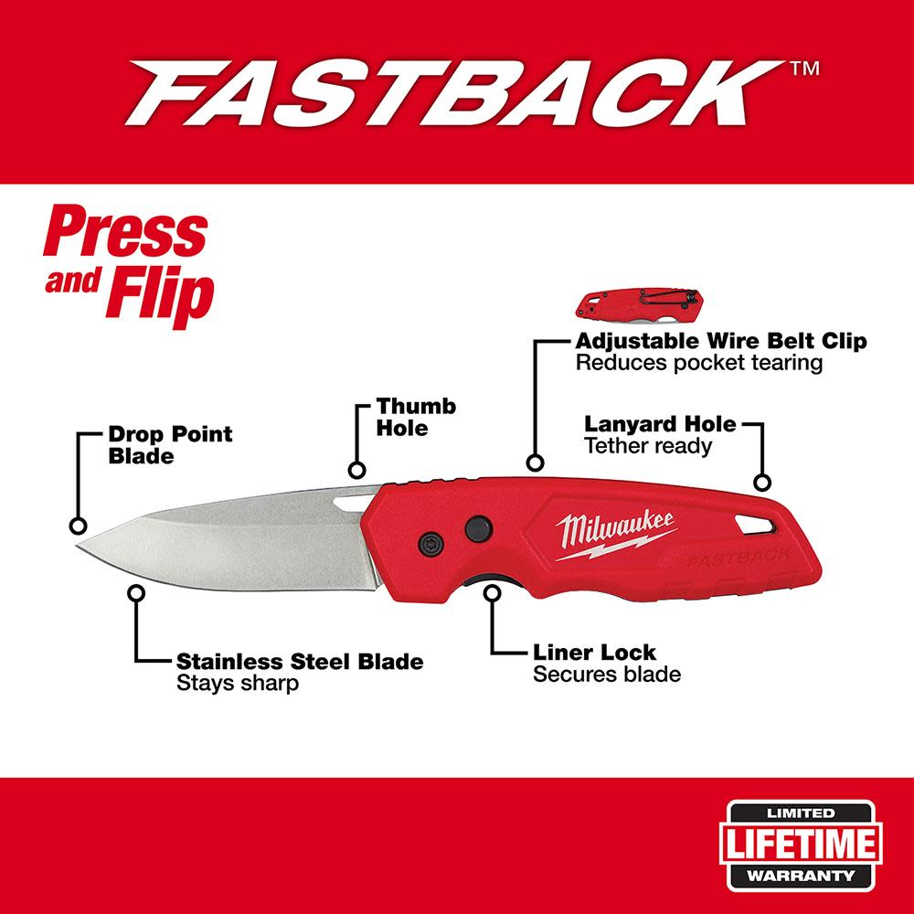 Milwaukee FASTBACK Folding Pocket Knife - Flockneti