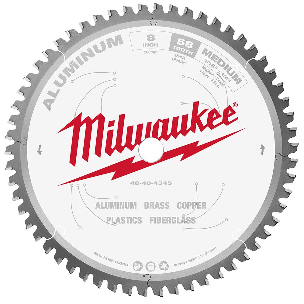 Milwaukee 8 in. Aluminum Cutting Circular Saw Blade - Flockneti