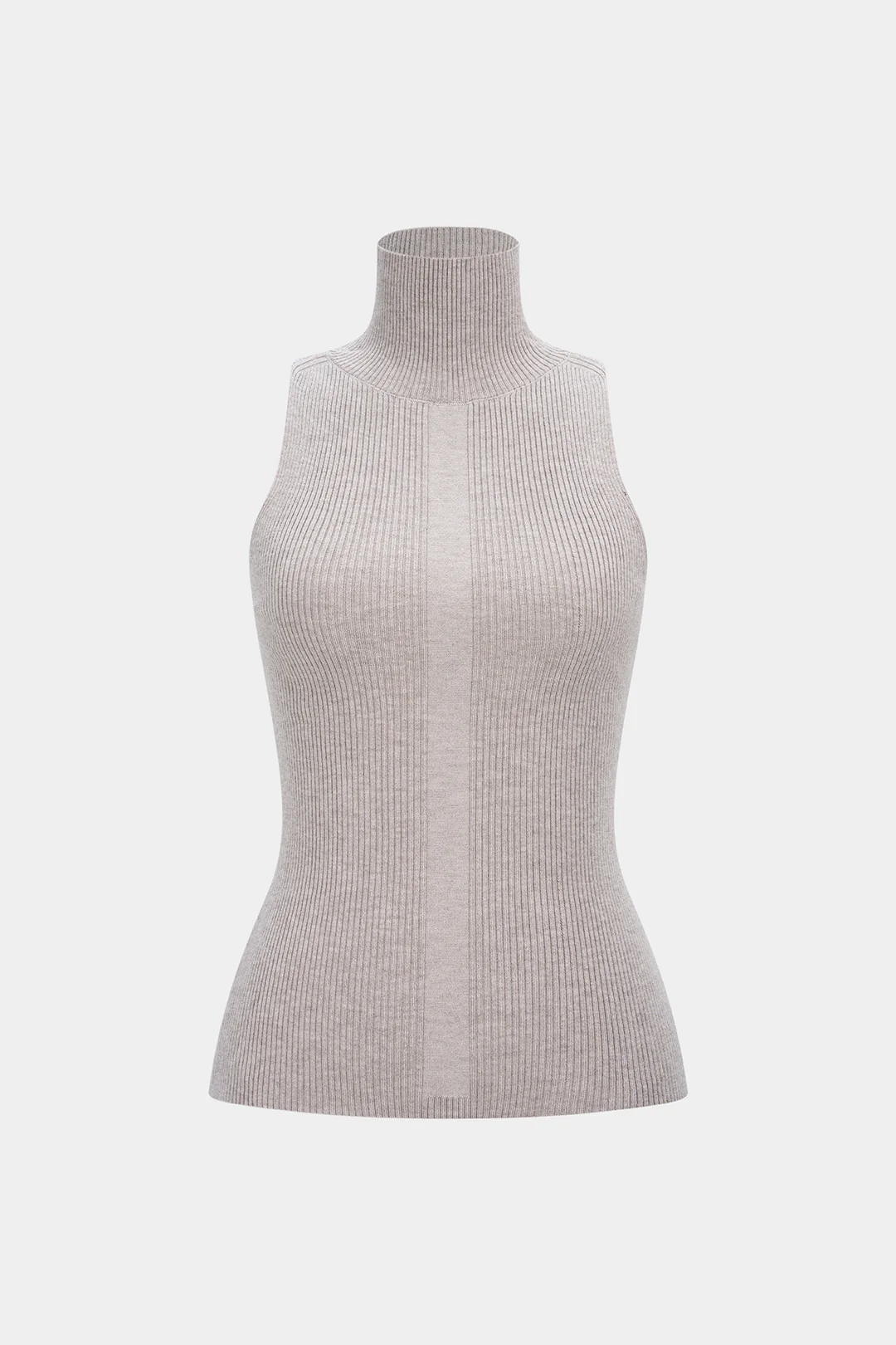 Knit High-Neck Ribbed Tank Top - Flockneti