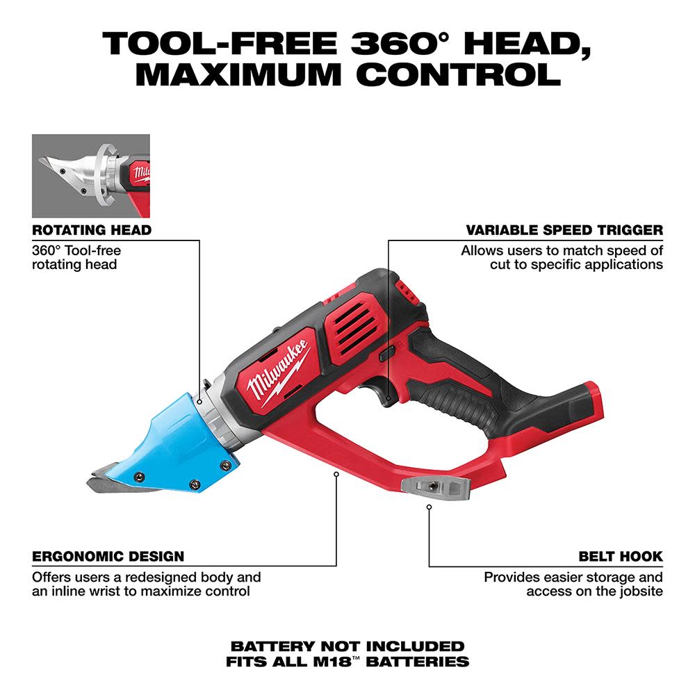 Milwaukee M18 Cordless 14 Gauge Double Cut Shear (Bare Tool) - Flockneti